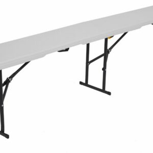 Kokkupandav pink 183 cm rent – TRrent Valge plastpink metallraamiga, kokkupandav Pink üritustele ja pidudele rentimiseks TRrent kokkupandav pink 183 cm, mahutab 3–4 inimest